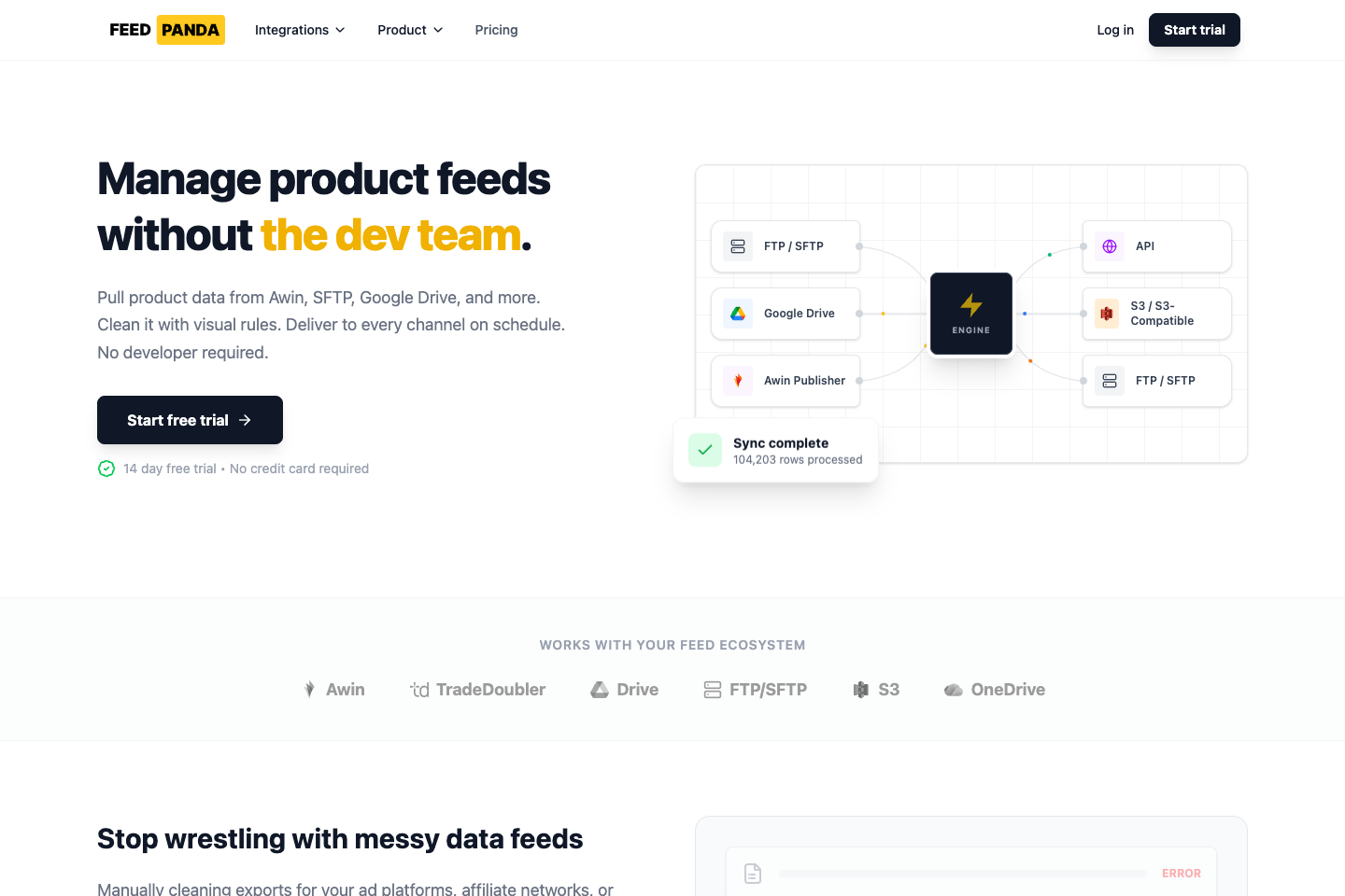 Feed Panda platform for managing and processing product feeds